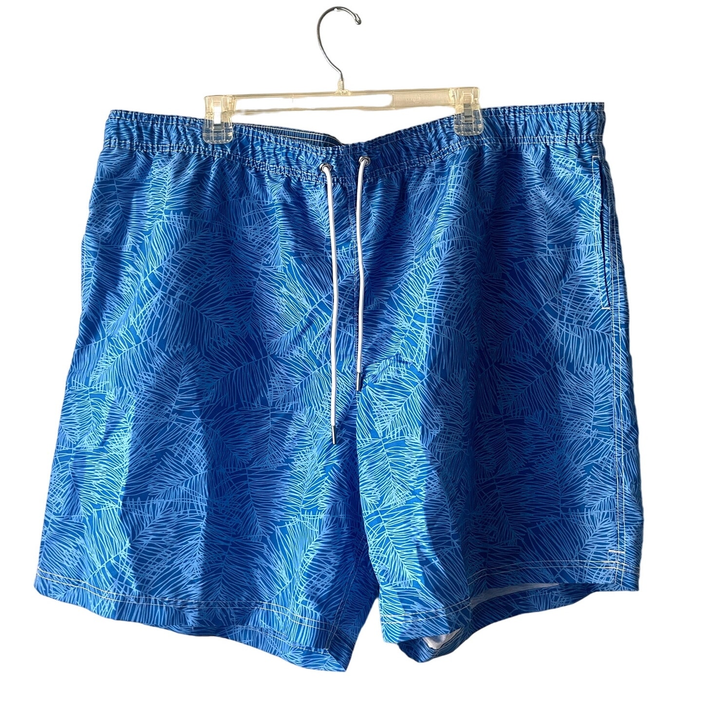 Lands' End Men's Blue Abstract Leave Swim Trunks W Drawstrings - 2xl/T (46-48)
